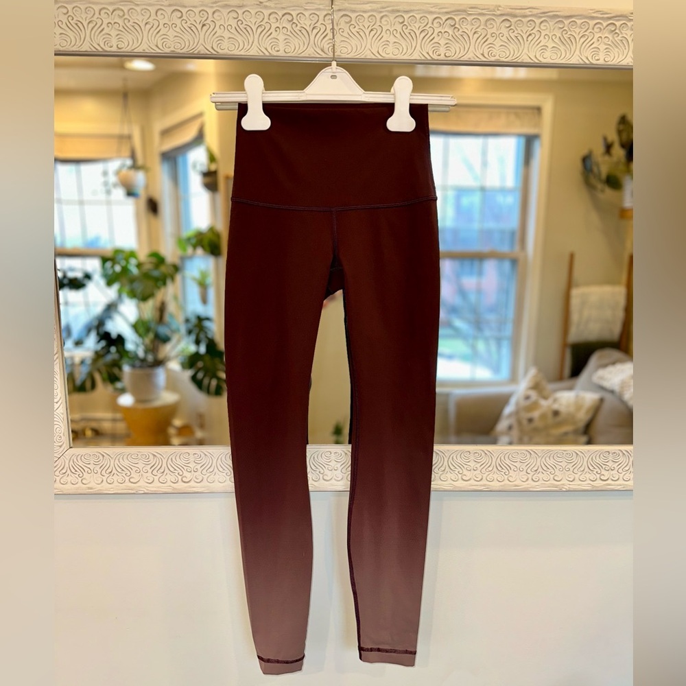 Lululemon Limited Edition Ombre Wunder Under Hi-Rise Maroon / Burgundy Pants 4 - Picture 4 of 12